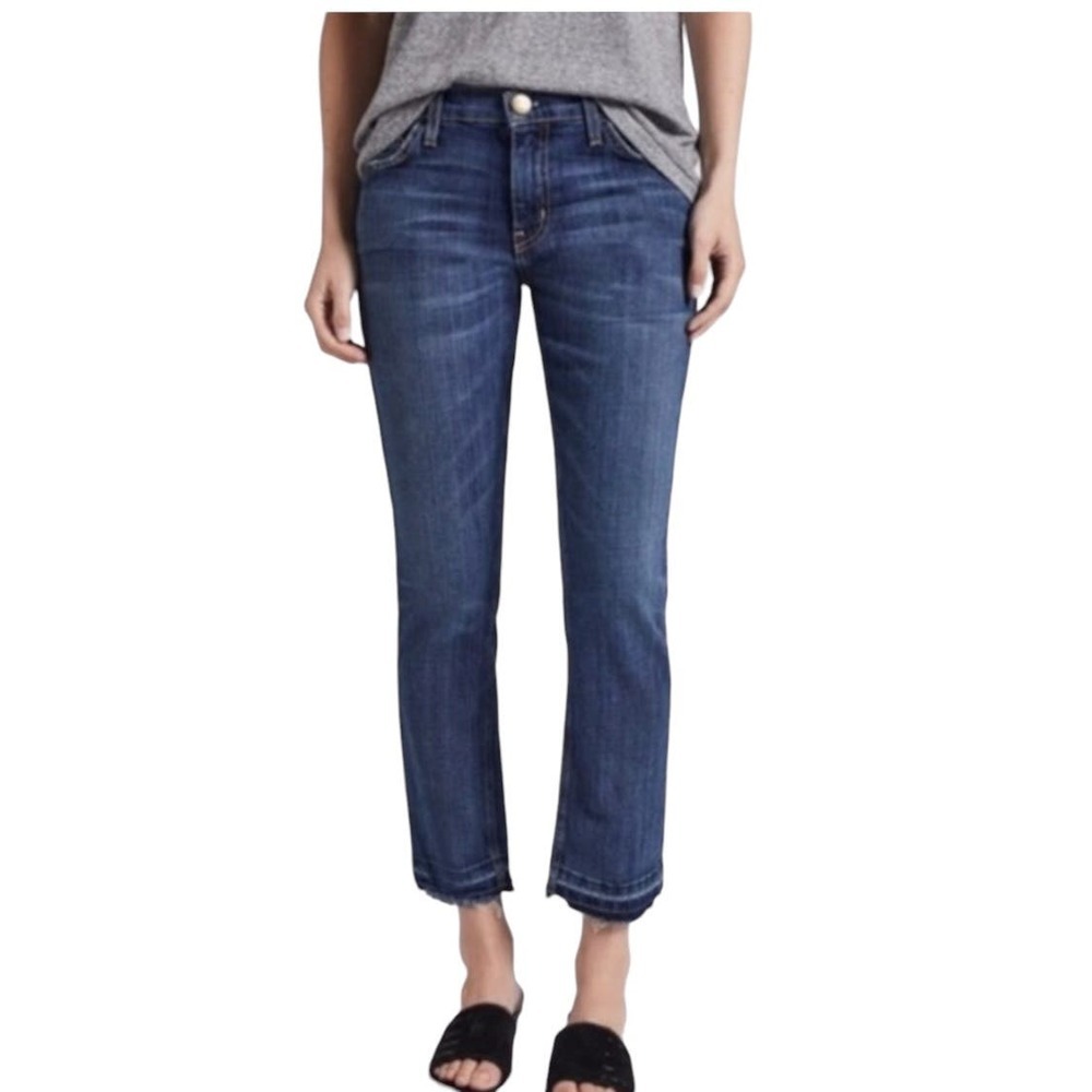 Current/Elliot The Cropped Straight Stagecoach W Released Hem Blue Jeans Size 29